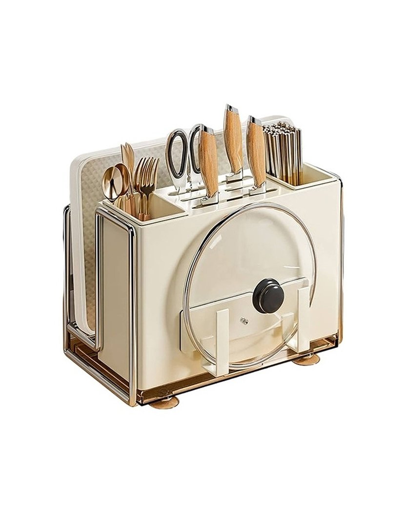 Porta utensílios de cozinha e tábua de cortar