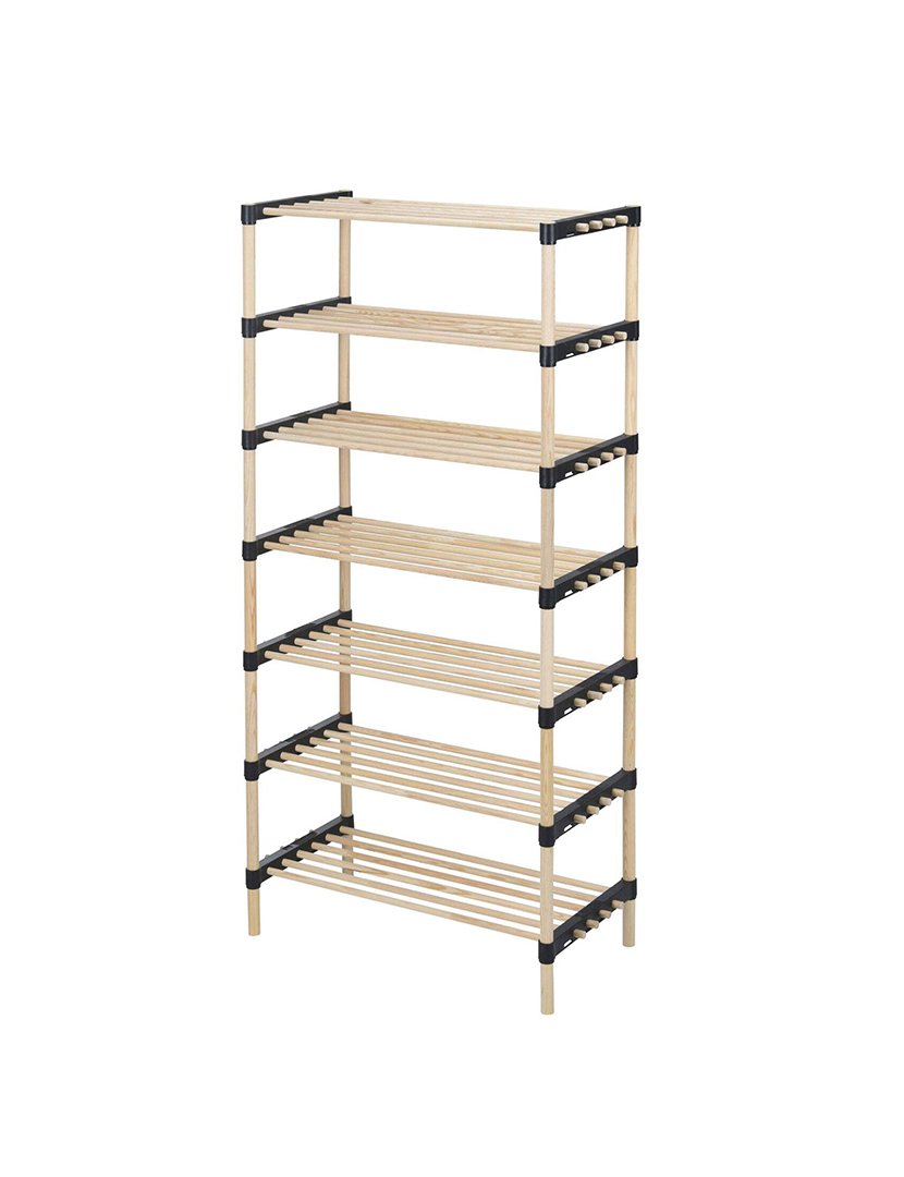 Sapateira com 7 prateleiras em madeira e metal 110 cm
