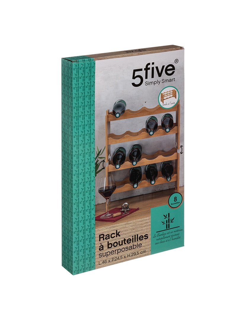 Garrafeira Para 8 Garrafas De Bambu Empilháveis