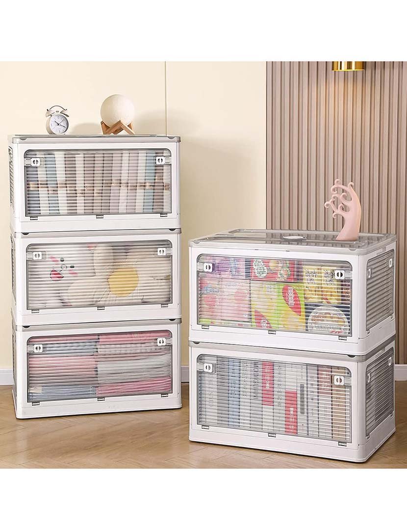 Caixa de armazenamento dobrável multifuncional cinza 40L