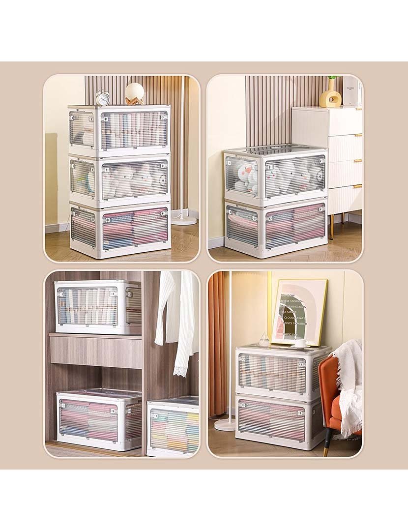 Caixa de armazenamento dobrável multifuncional cinza 40L