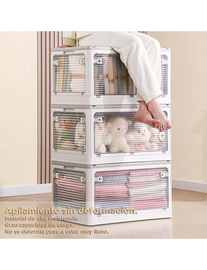 Caixa de armazenamento dobrável multifuncional cinza 40L