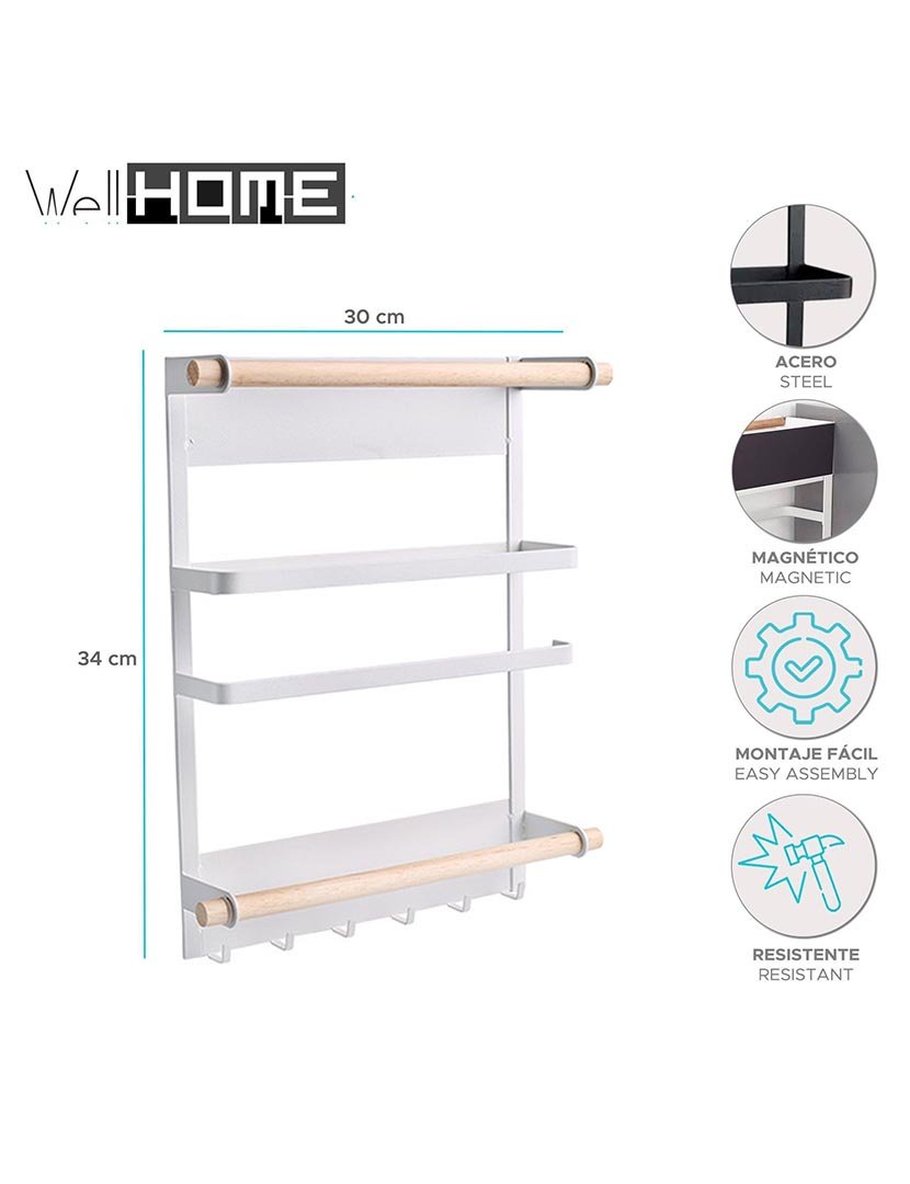 Rack de fixação magnética em aço pintado de branco