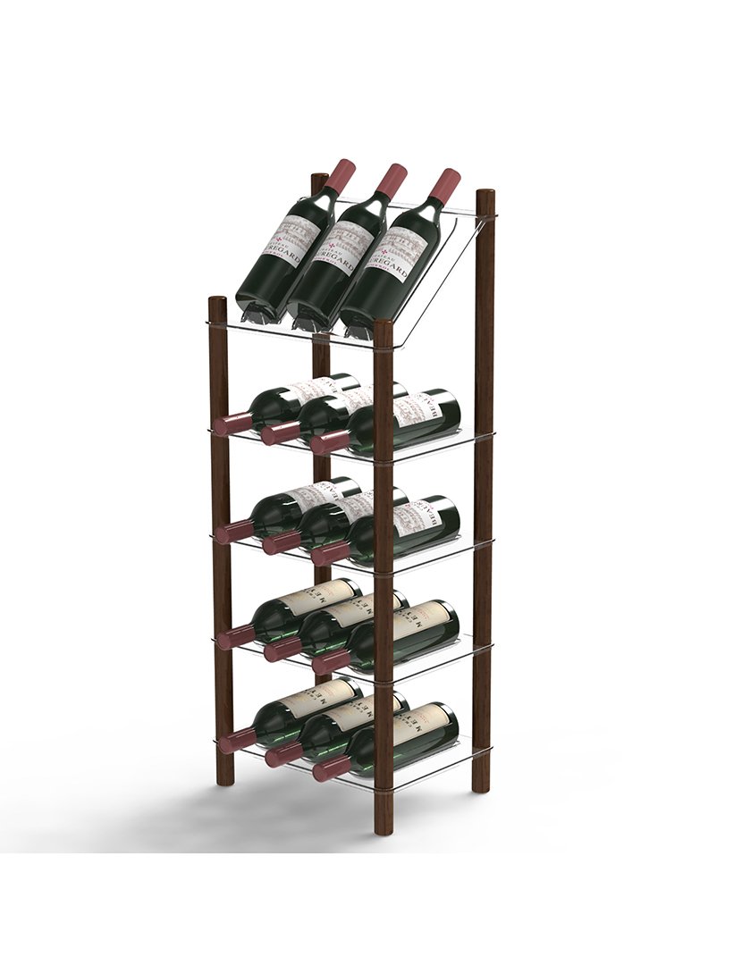 Suporte para 15 garrafas de vinho com moldura de madeira