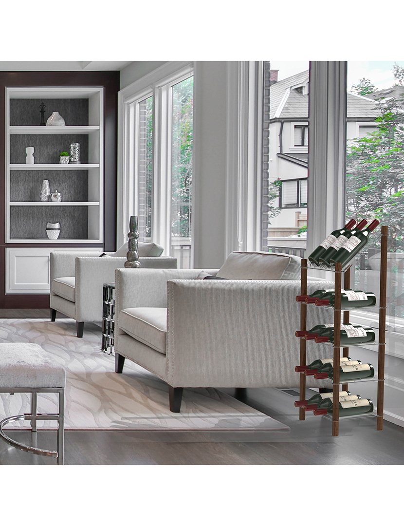 Suporte para 15 garrafas de vinho com moldura de madeira