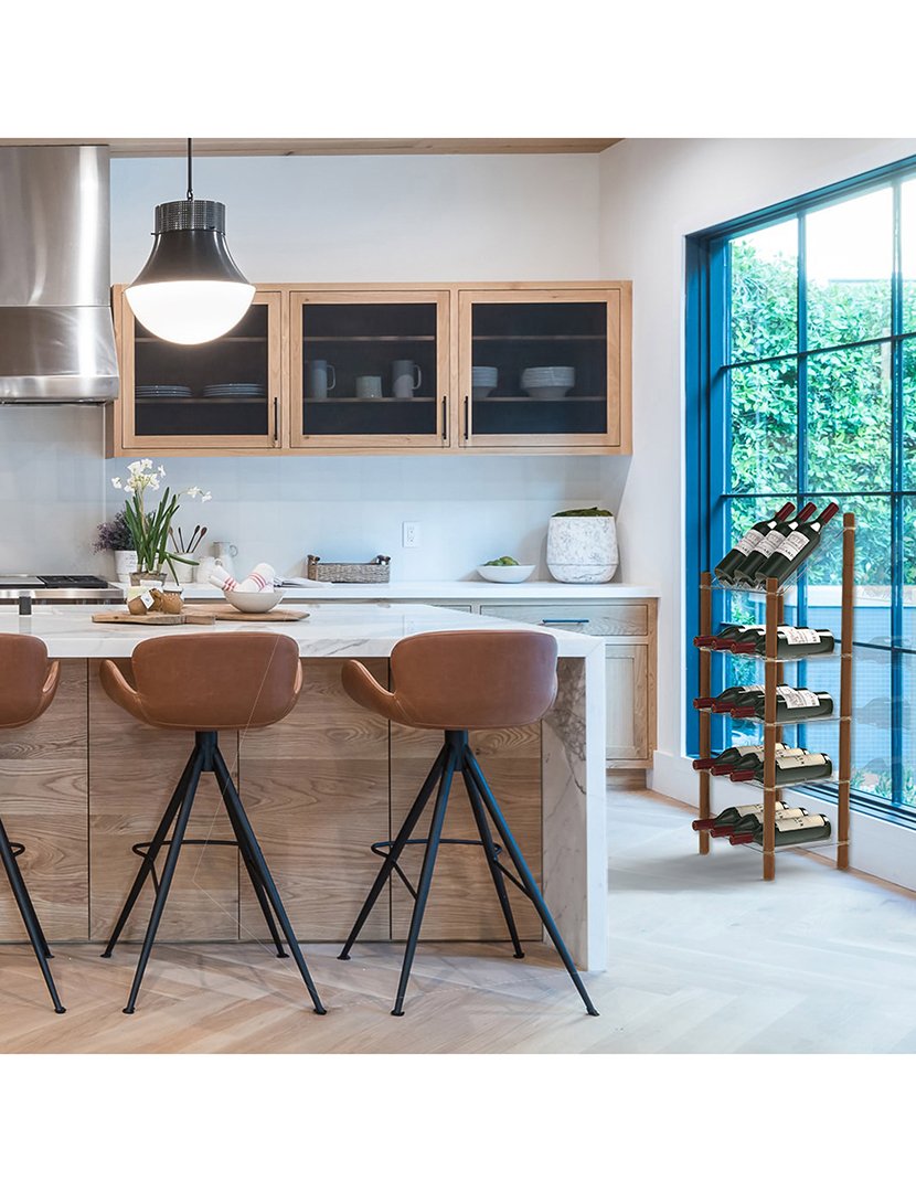 Suporte para 15 garrafas de vinho com moldura de madeira