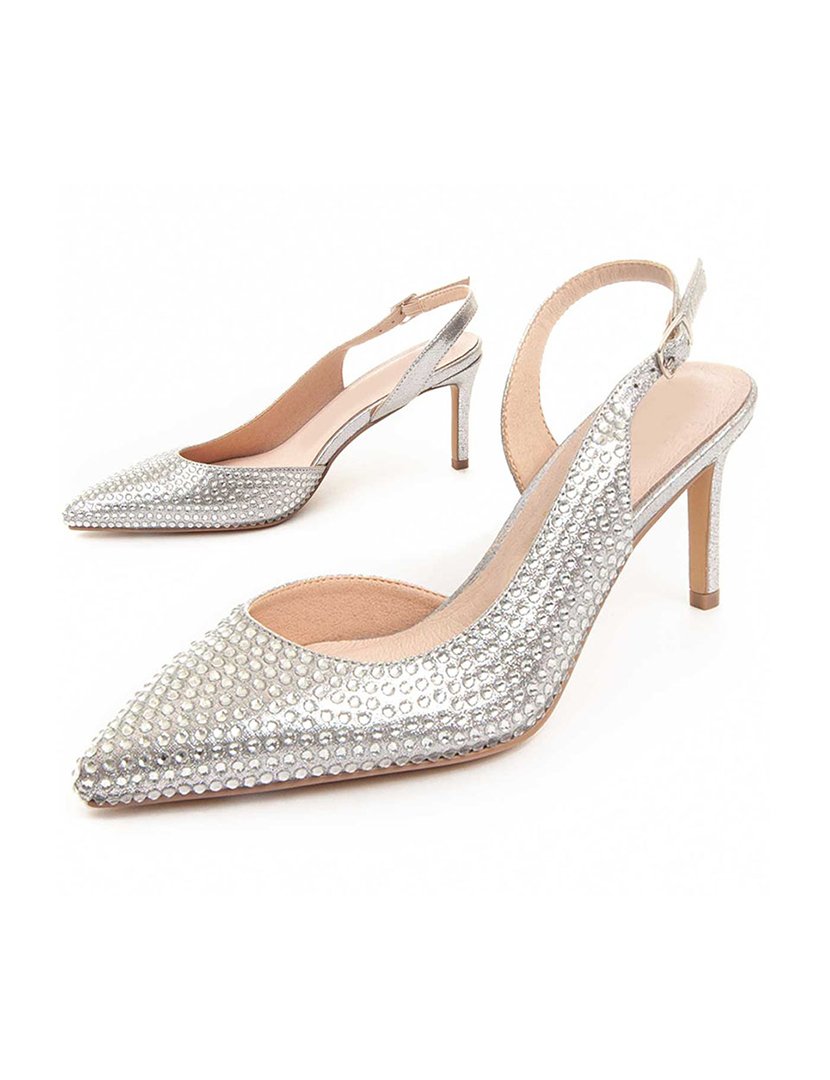 Sapatos com Salto Senhora Prateado