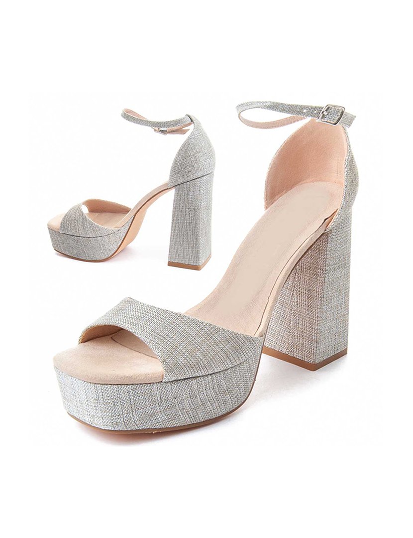 Sandálias com Salto Senhora Cinzento