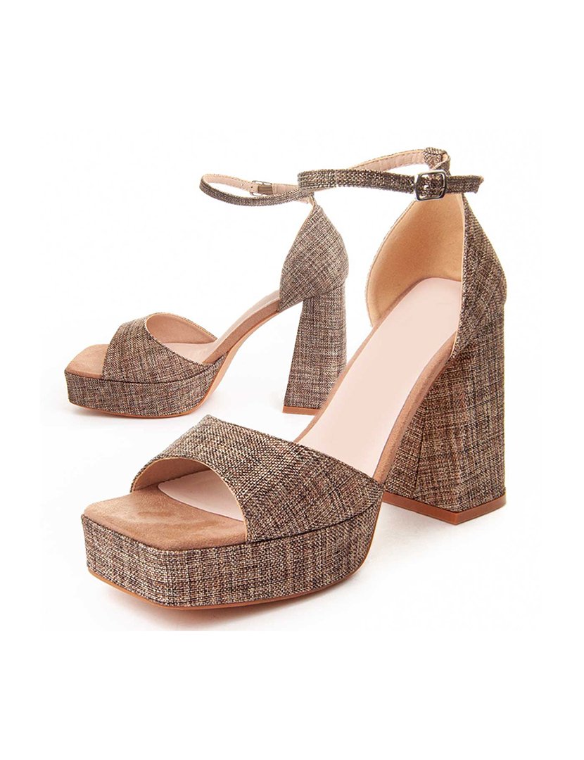 Sandálias com Salto Senhora Castanho