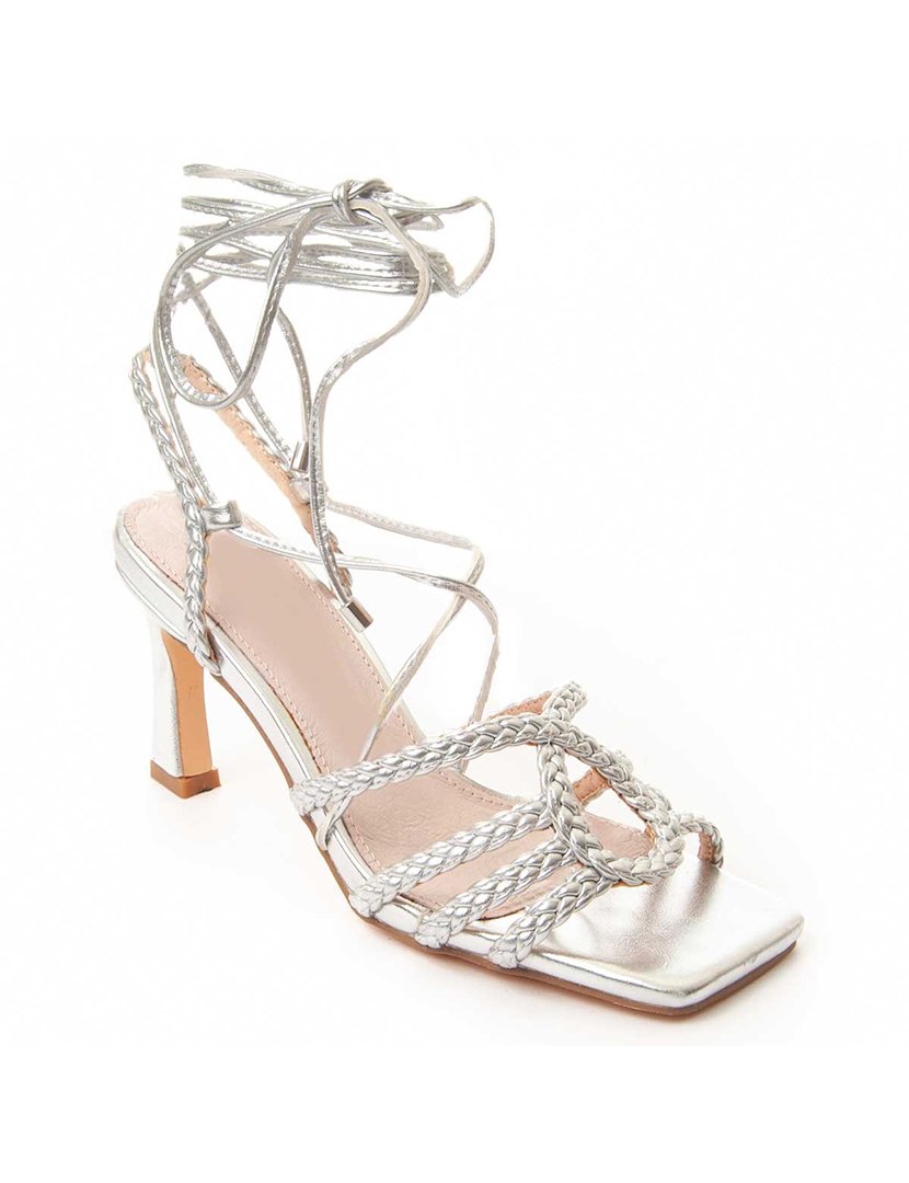 Sandálias com Salto Senhora Prateado