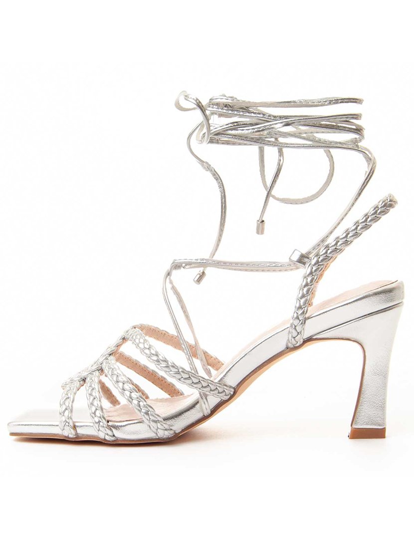 Sandálias com Salto Senhora Prateado