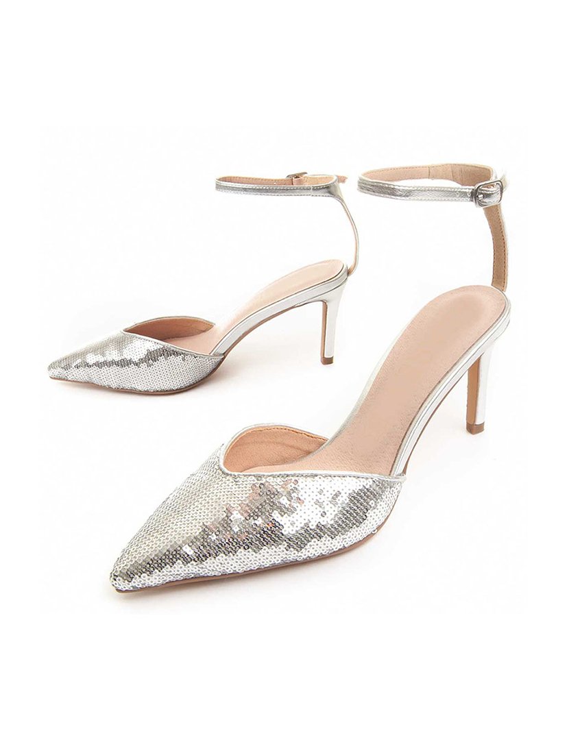 Sapatos com Salto Senhora Prateado