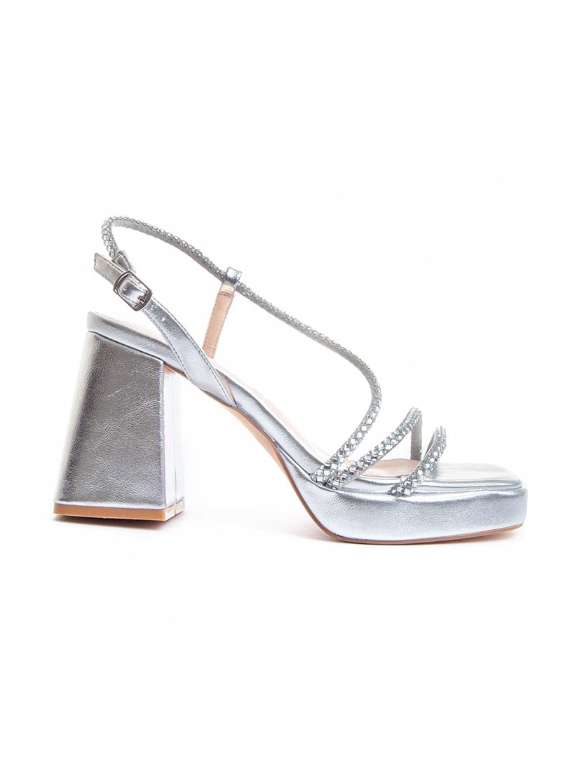 Sandálias com Salto Senhora Prateado