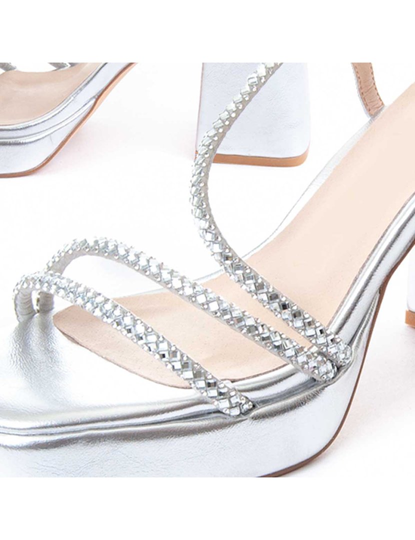 Sandálias com Salto Senhora Prateado