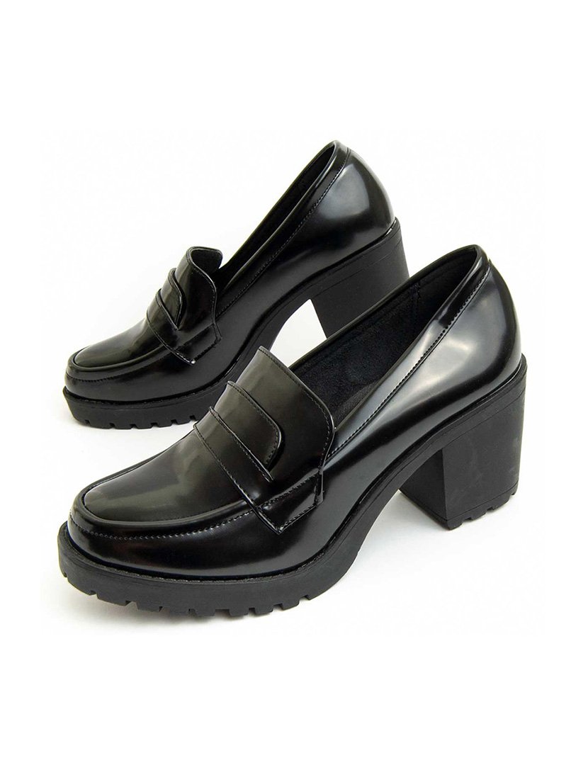Mocassins com Salto Senhora Preto