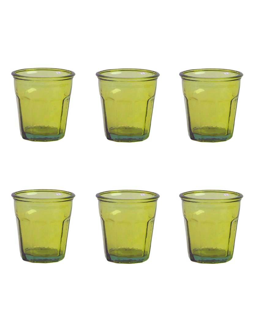 Conj. 6 Copos de Água em Vidro Reciclado Maçã Verde