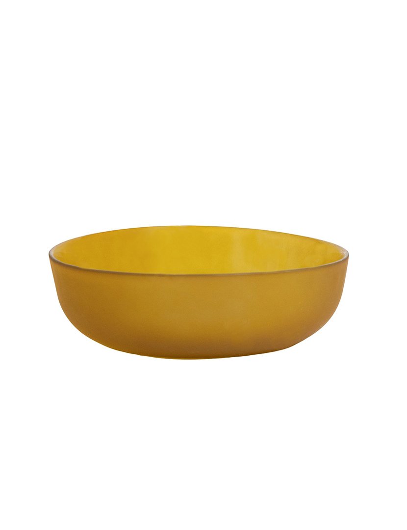 Tigela Grande em Vidro Reciclado Amarelo Acetinado