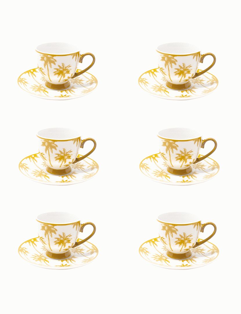 Conj. 6 Chávenas de Café e Pires Aruba Amarelo