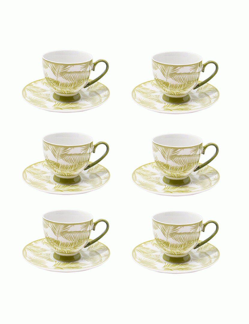 Conj. 6 Chávenas e Pires de Café Aruba Verde