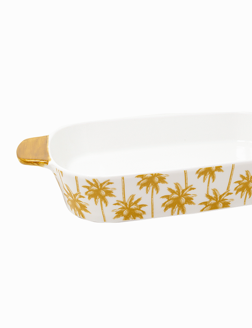 Assadeira de Porcelana Aruba Amarelo - 33cm