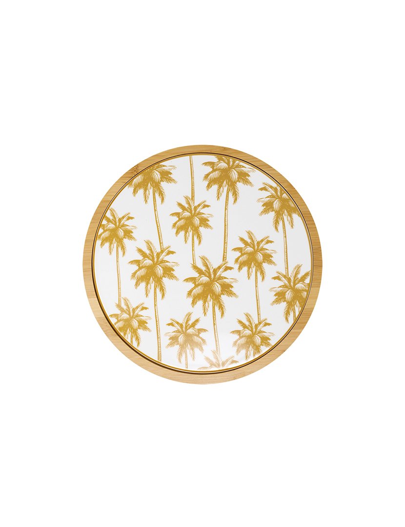 Tábua Redonda de Corte em Porcelana Aruba Amarelo - 27,5cm