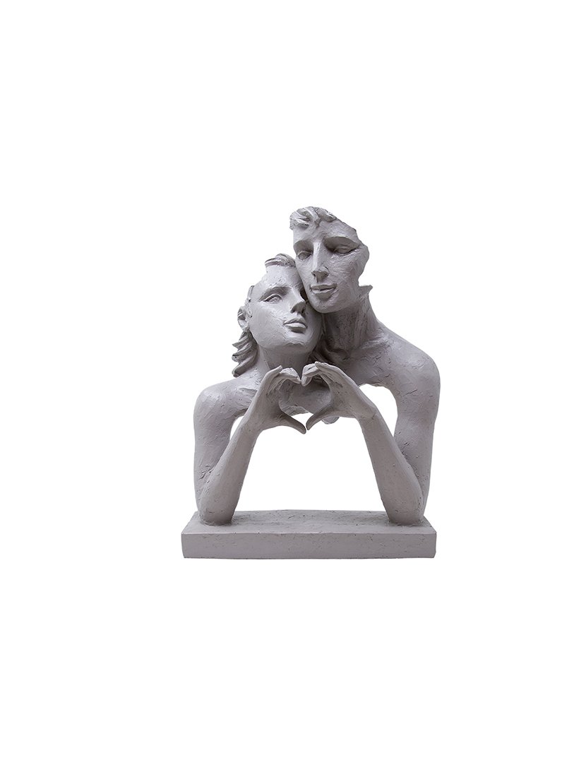Escultura Casal Coração de Resina Love Affair