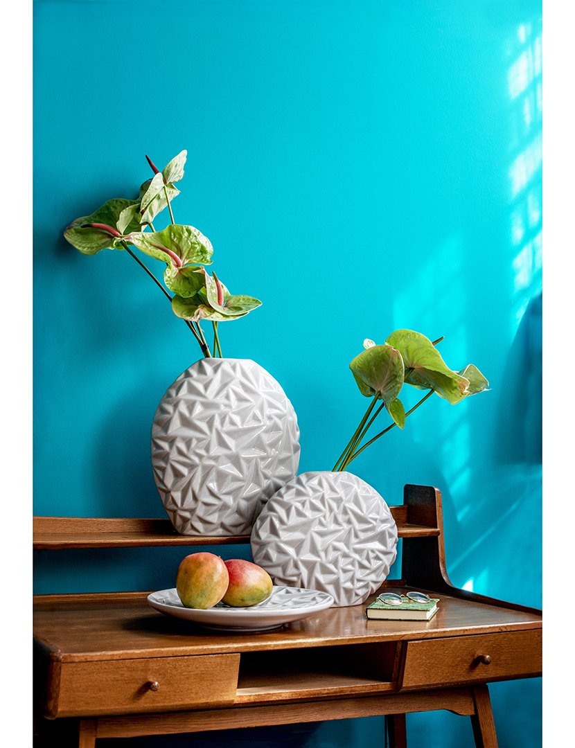 Vaso Alto Redondo Eolie Cinzento