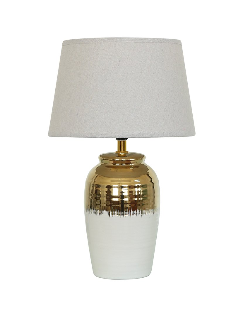 Candeeiro Pequeno Dubai Branco e Dourado