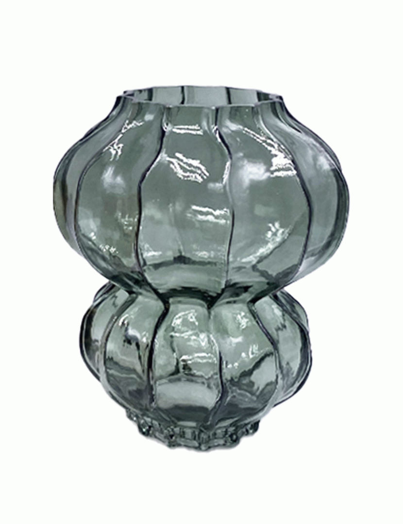 Vaso de Vidro Deco Cinzento