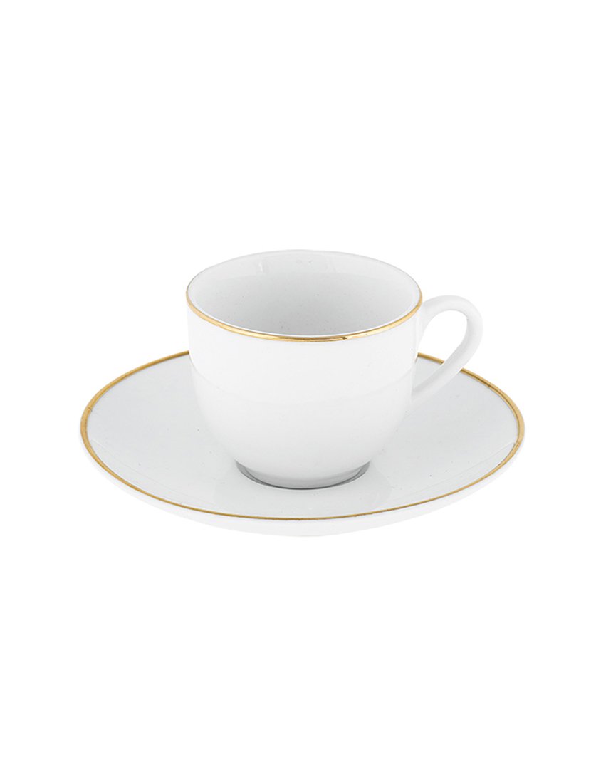 Conj. 6 Chávenas Gold Chic Dourado E Branco