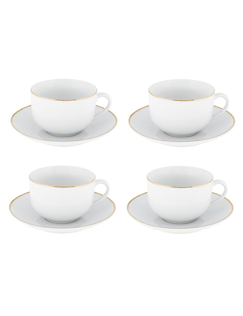 Conj. 4 Canecas Gold Chic Dourado E Branco