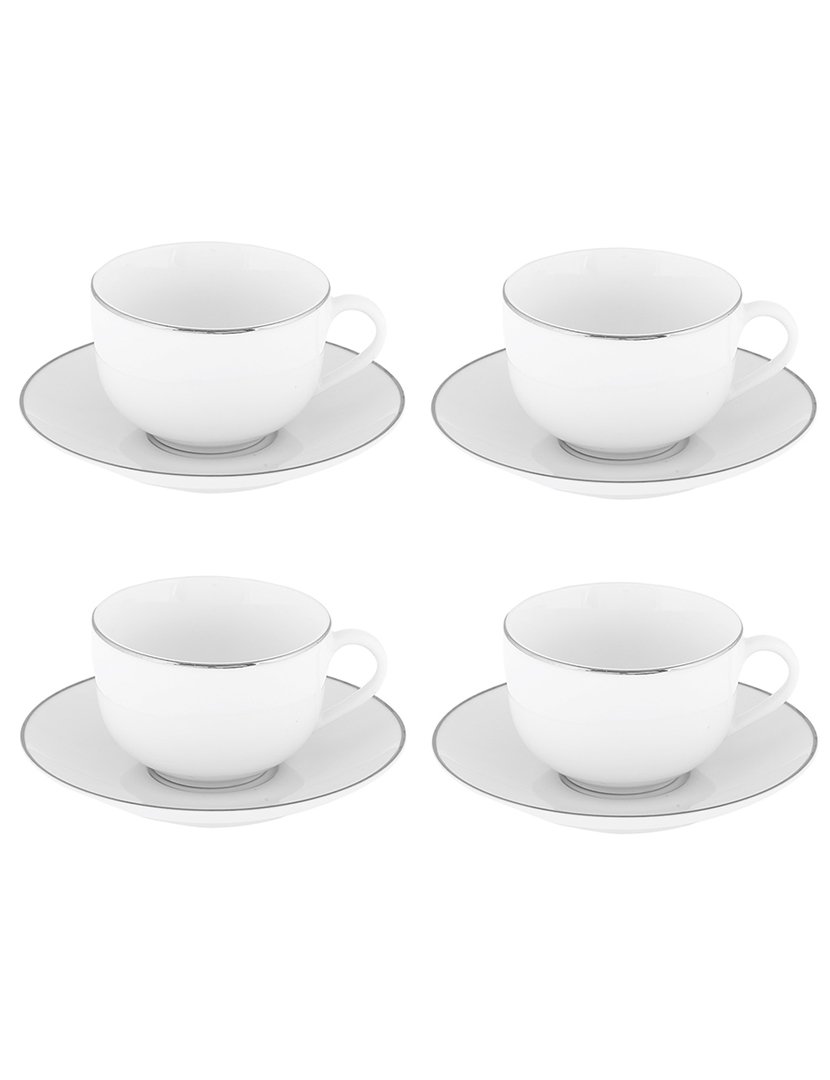 Conj. 4 Canecas Platinum Chic Branco E Platino