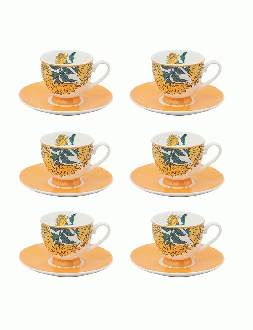 Conj. Café e Pires 6 Peças Alice Amarelo