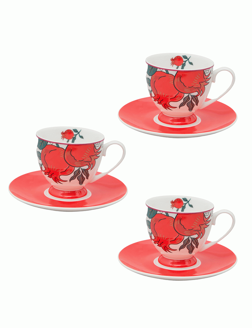 Conj. Chá 3 Peças Alice Vermelho