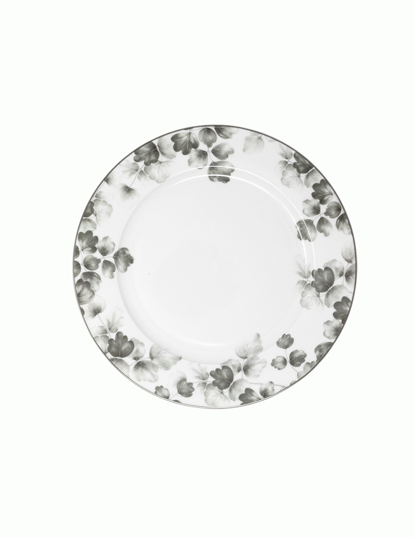 Conj. 6 Pratos de Jantar em Porcelana Foliage Cinzento