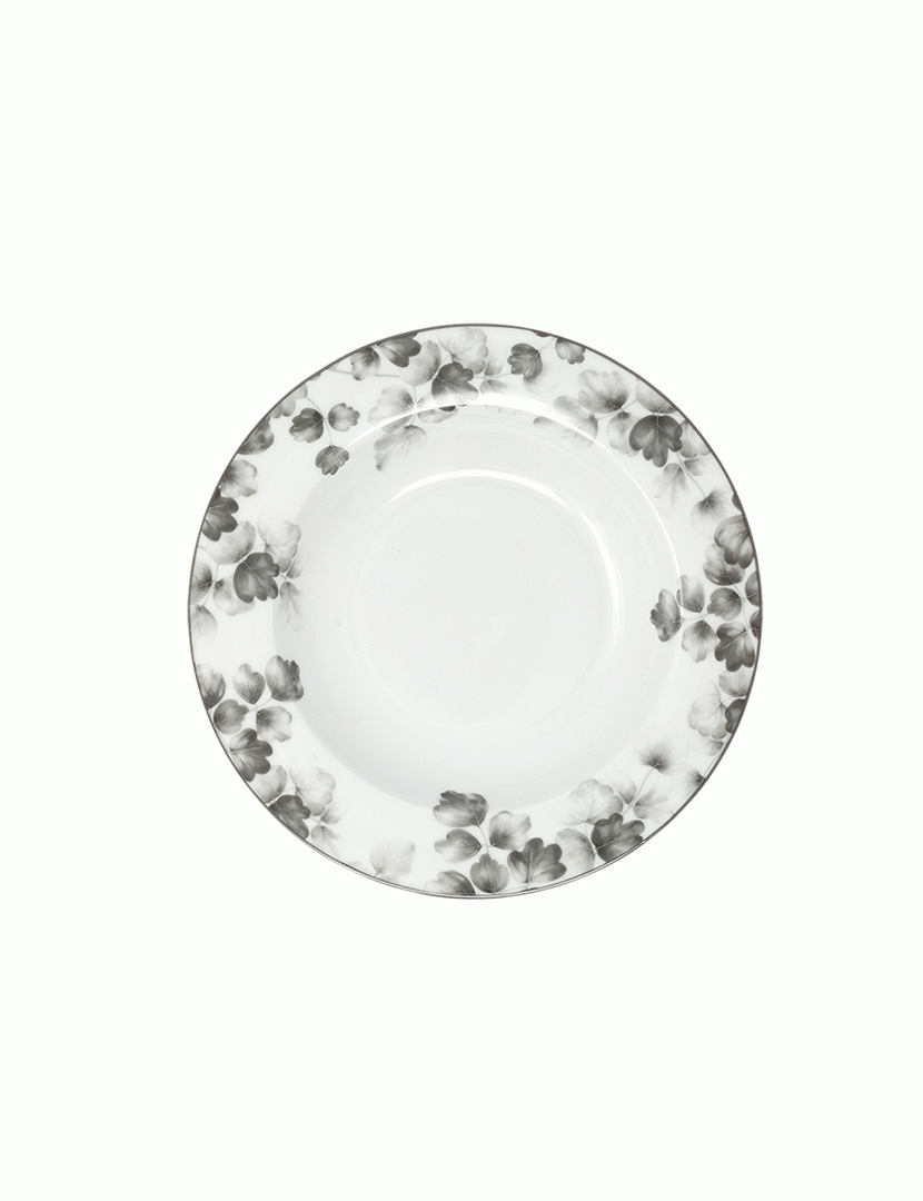 Conj. 6 Pratos de Porcelana Foliage Cinzento