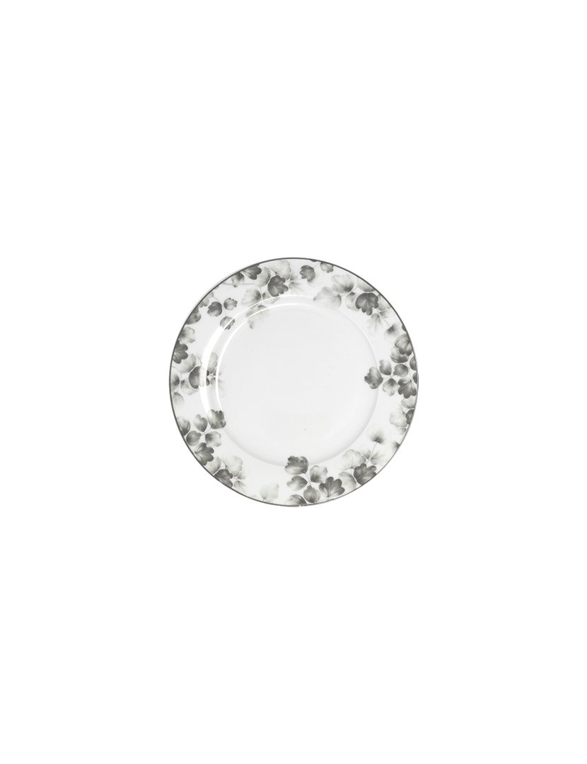 Conj. 6 Pratos de Sobremesa em Porcelana Foliage Cinzento