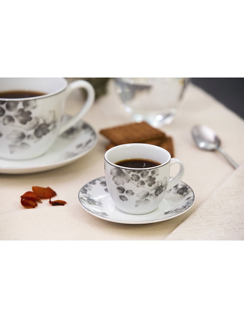 Conj. 6 Chávenas de Café Foliage Cinzento