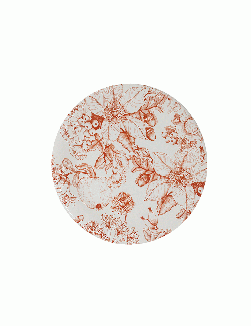 Conj. 6 Pratos de Cerâmica Jacquard Vermelho