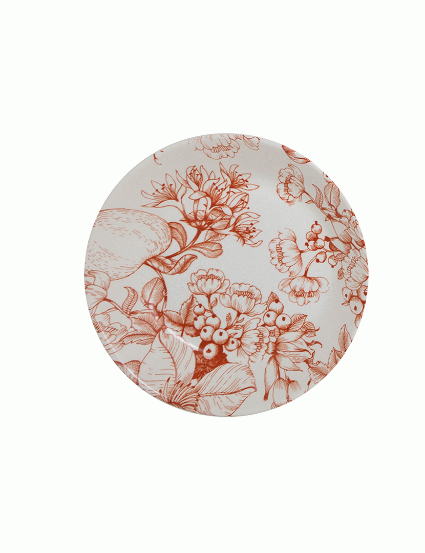 Conj. 6 Pratos de Sopa em Cerâmica Jacquard Vermelho