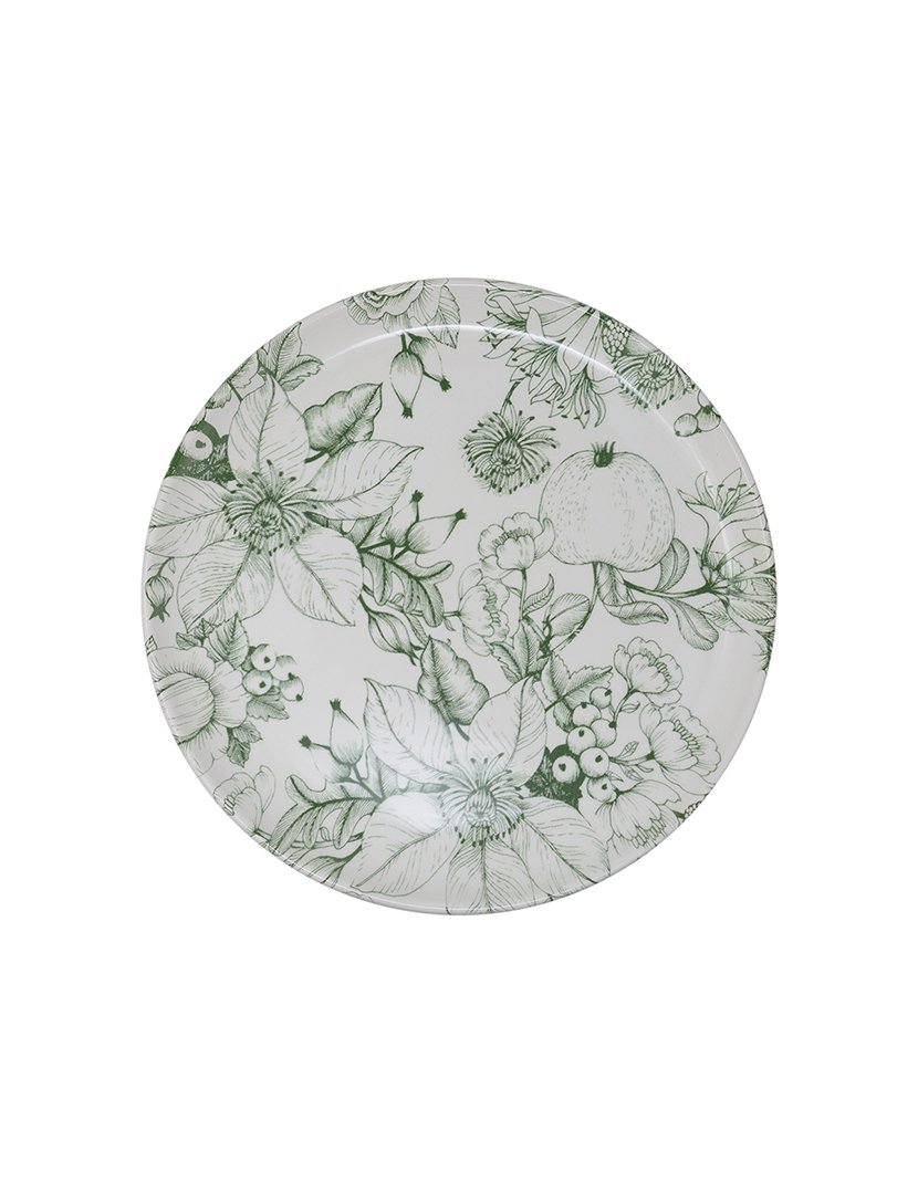 Prato Redondo em Cerâmica Jacquard Verde