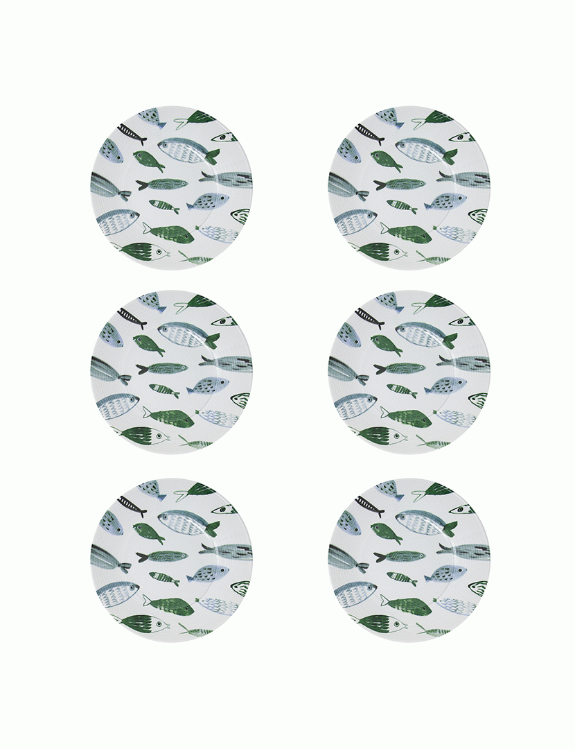 Conj. 6 Pratos de Sopa em Cerâmica Camogli