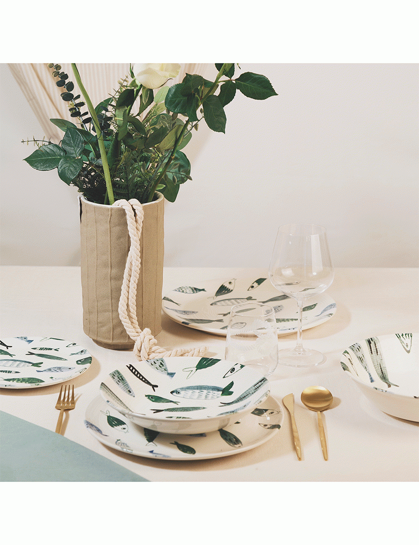 Conj. 6 Pratos de Sopa em Cerâmica Camogli