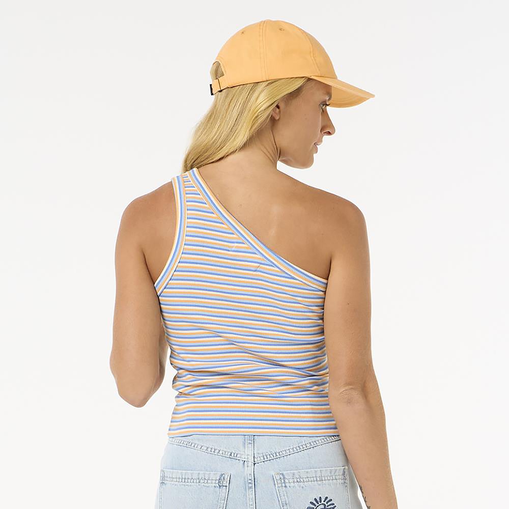 Top Assimétrico Las Dalias Feminino Azul