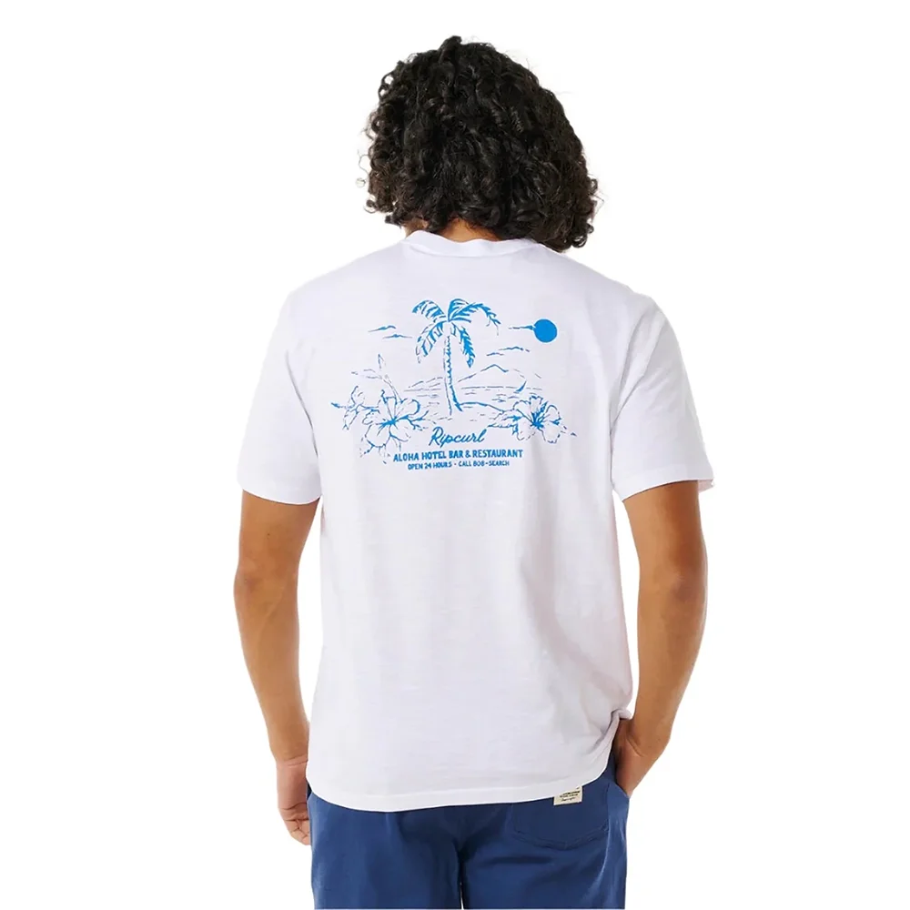 T-Shirt Aloha Hotel Paradise Masculino Branco