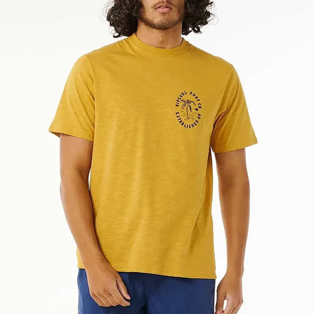 T-Shirt Aloha Hotel Paradise Masculino Amarelo