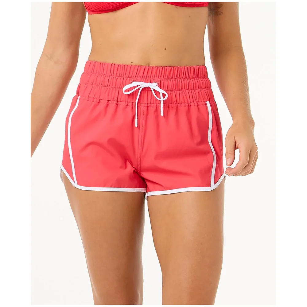 Calções Subidos Retro Volley 3" Feminino Vermelho