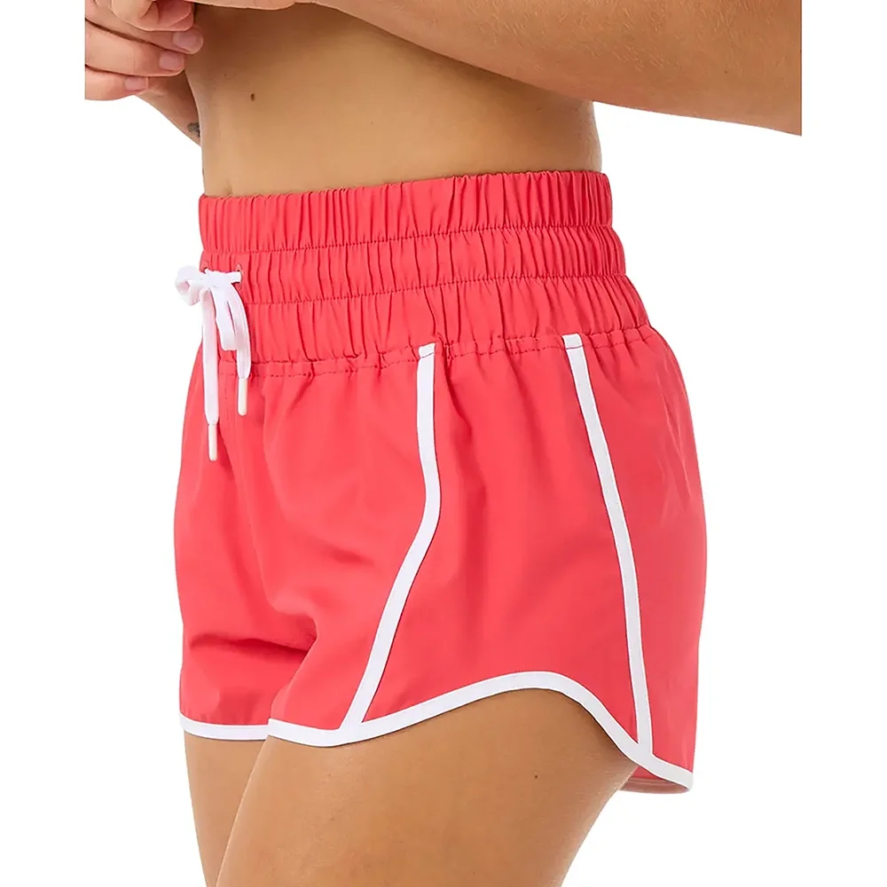 Calções Subidos Retro Volley 3" Feminino Vermelho