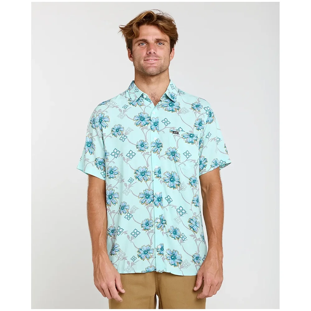 Camisa Surf Revival Masculino Azul Turquesa