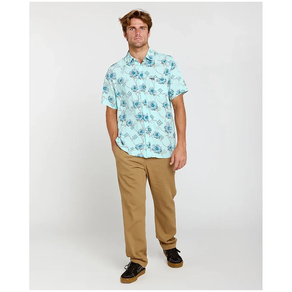 Camisa Surf Revival Masculino Azul Turquesa